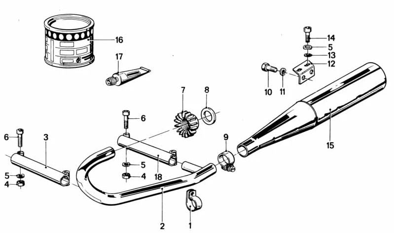 Abrazadera de escape OEM 18211238282 para BMW Motorrad R248. Pieza original BMW.