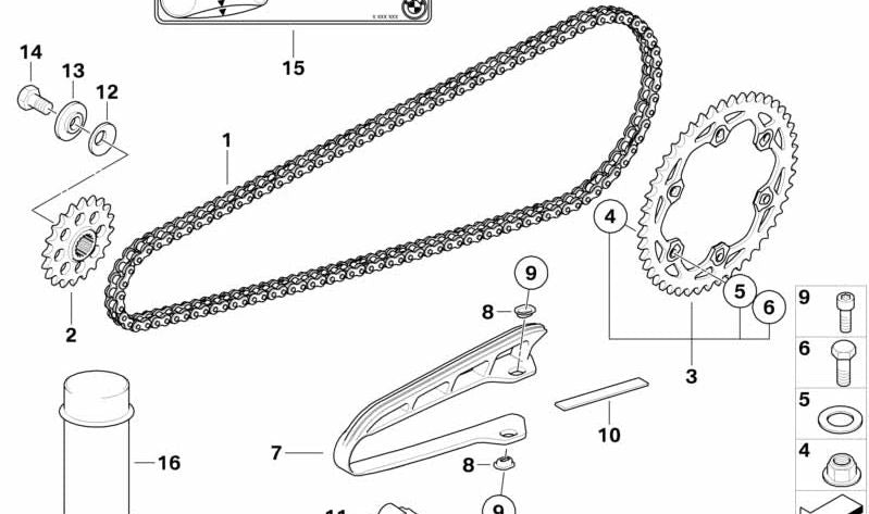 Guardacadena OEM 27727719609 para motos BMW F800R (K73). Original BMW Motorrad.