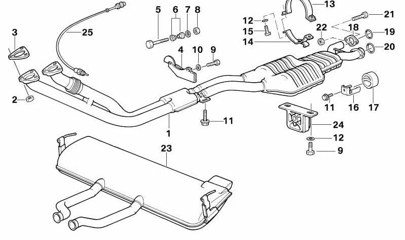 Soporte de escape trasero OEM 18301728220 para BMW Z1. Original BMW