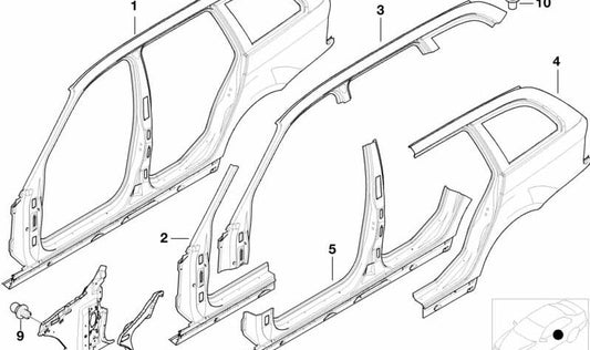 OEM 41218254275 Linkes Seitenfeld für BMW 3 E46 -Serie. Original BMW Stück.