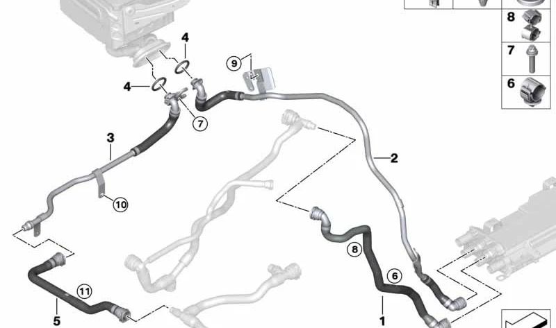 Electronic Return Tube OEM Power 17128654849 pour BMW G20 {320E, 330E} Tous les modèles compatibles. Pièce BMW originale.
