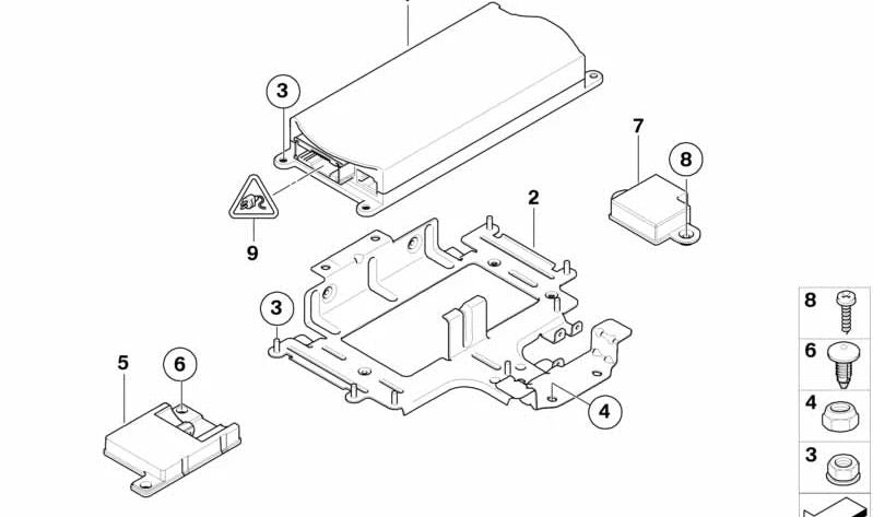 Soporte unidad de control telemático / SES OEM 65159135687 para BMW E81, E82, E87, E88, E90, E91, E92, E93, E84, E89. Original BMW.