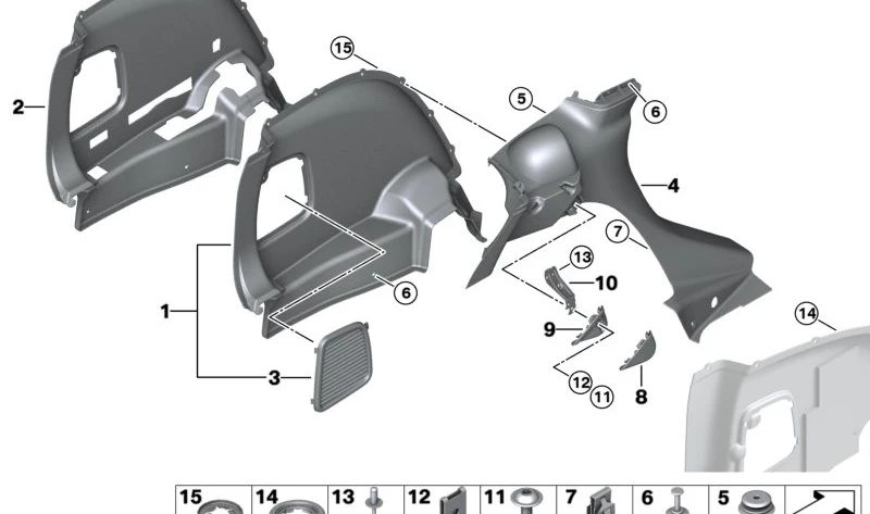 Left Support of the OEM 51479807003 trunk for Mini R60 {Cooper, Cooper All4, Cooper D}. Original Mini.