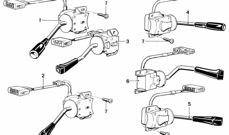 Interruptor de intermitentes, luces cortas y largas OEM 61311365838 para BMW E12, E24. Original BMW.
