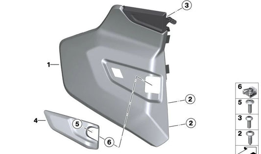 Paramento derecho OEM 46637924146 para motos BMW K1600 GT, K1600 GTL, K1600 Bagger. Original BMW Motorrad.