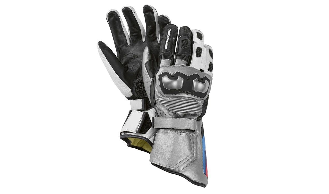 Moto Gloves M Pro Race Comp OEM 76215A80978 pour BMW Motorrad {Tous les modèles}. Protection professionnelle et conception avec les couleurs M. BMW Original Motorrad.