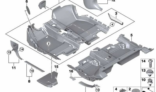 Tapete traseiro OEM 51477392158 para MINI Clubman F54 (2014-2019), F54 LCI (2018-2024). Cor preta. MINI originais.