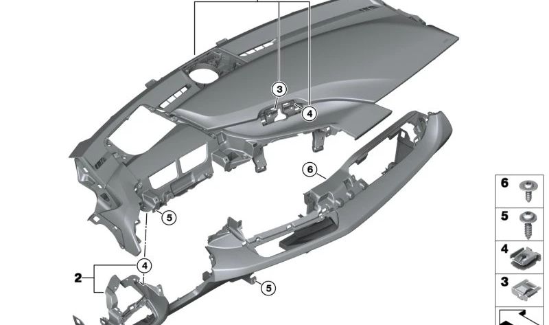 Tablero superior del salpicadero OEM 51459309380 para BMW I12 (i8 Coupé), BMW I12 (i8 Roadster), BMW I15 (i8 Roadster). Original BMW.