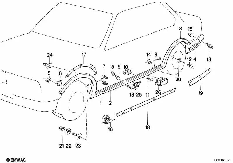Paramento delantero izquierdo OEM 51711934941 para BMW Serie 3 E30. Original BMW.