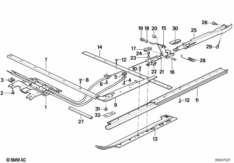 Rechte Getriebekabel für BMW E28, E23 (OEM 54121933098). Original BMW