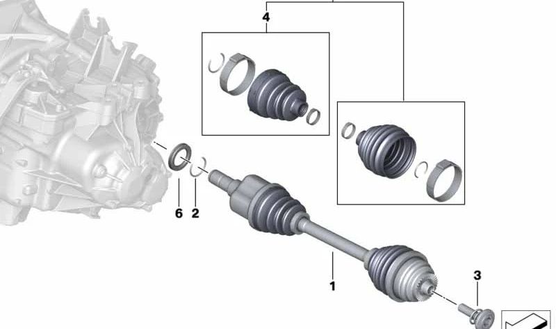 Árbol de salida izquierdo OEM 31605A2E037 para MINI F55, F56, F54, F57. Original MINI.