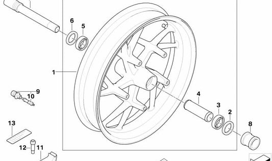 Roda dianteira OEM 36318529110 para motocicletas BMW R1200R K27 (12/2009 - 07/2014). Originais BMW Motorrad.