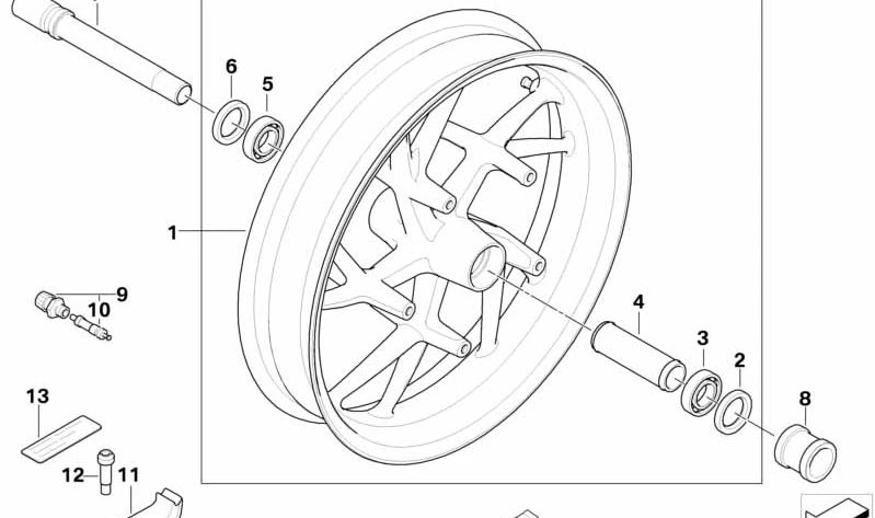 Roda dianteira OEM 36318529110 para motocicletas BMW R1200R K27 (12/2009 - 07/2014). Originais BMW Motorrad.