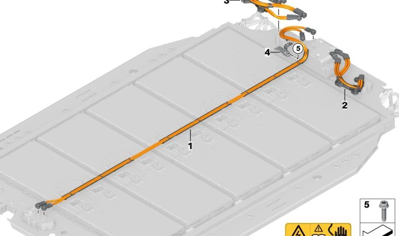Cableado batería alto voltaje OEM 61278846858 para BMW G70 {i7 M70 xDrive, xDrive60}. Solo compatible con modelos con tracción total. Original BMW.