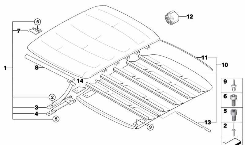 Palanca derecha del techo solar OEM 54112267360 para BMW E36. Pieza original BMW.