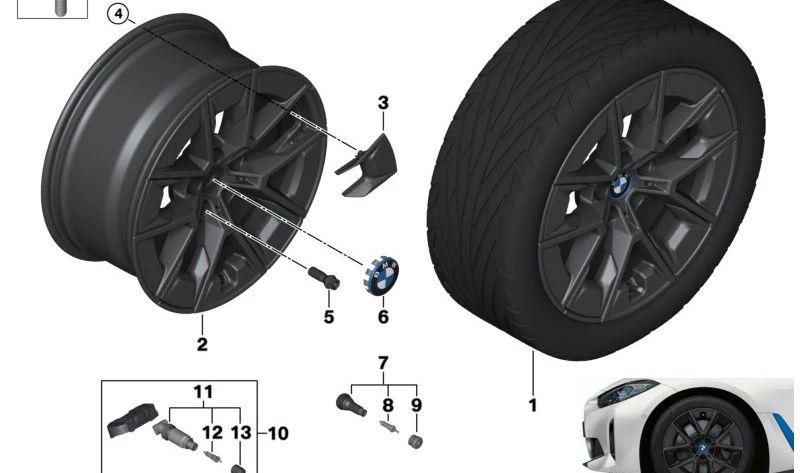 Llantas de aleación 18" gris grafito OEM 36106896772 para BMW G26 (420d, 420d xDrive, 420i, 430d xDrive). Original BMW.
