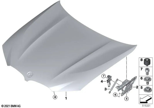 OEM 41617475792 Front Right Hood Hinge for BMW X3 G01, X3 G08, iX3 G08, X3 M F97, X4 G02, X4 M F98... and more. Genuine BMW.