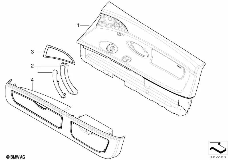 Revestimiento de puerta de cuero derecho para BMW Z8 E52 (OEM 51418020640). Original BMW.