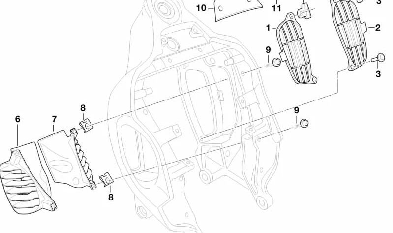 Rejilla de admisión derecha OEM 46512331760 para motos BMW R 850 C, R 1200 C, R 1200 C Montauk. Original BMW Motorrad.