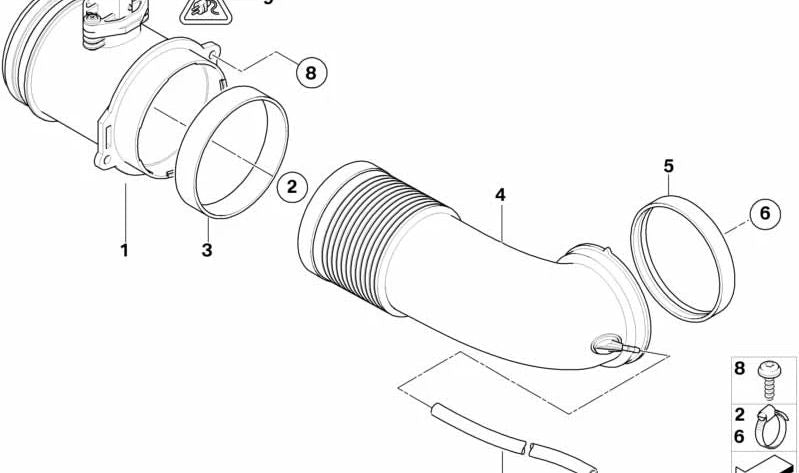 Contador de masas de aire OEM 13627501554 para BMW Serie 7 E65, E66 (735i, 745i, 745Li) motor N62. Original BMW.