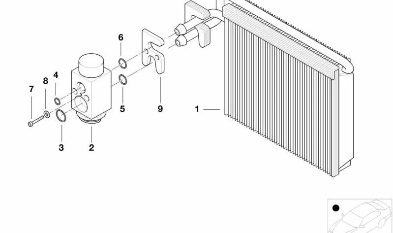 Válvula de expansión del aire acondicionado OEM 64118372773 para BMW E46. Original BMW.