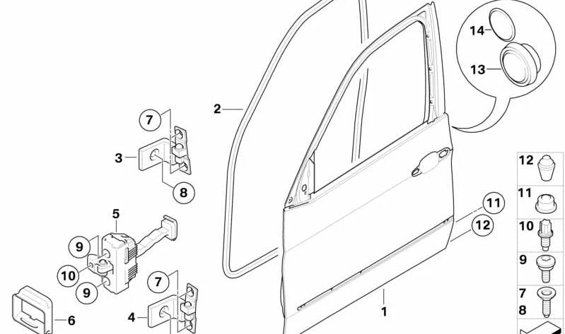 Burlete de puerta delantera OEM 51767221840 para BMW E71, E72. Original BMW.