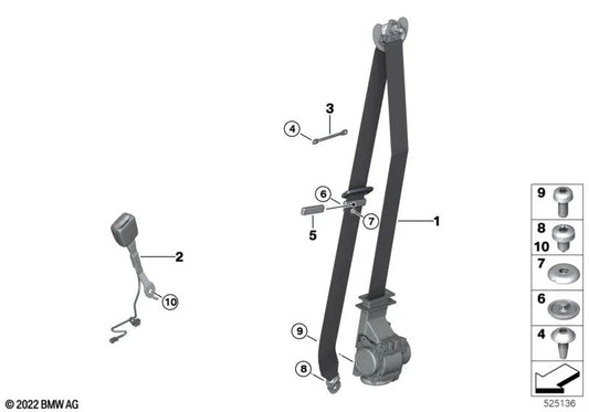 Cinturón de seguridad delantero izquierdo OEM 72117496289 para BMW G20, G80, G28, G21, G81, G26, i4... y más. Original BMW.