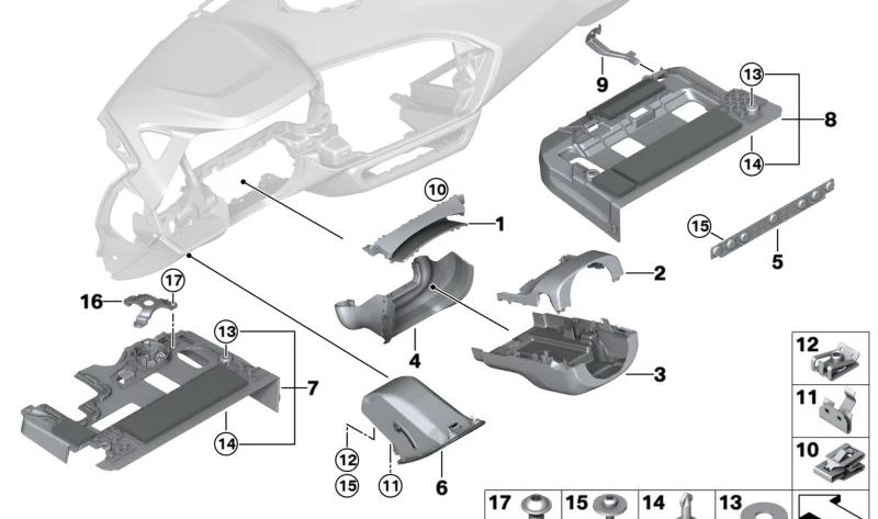 Compartimento abatible lado conductor OEM 51459867824 para BMW G29. Original BMW.