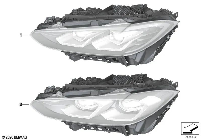 Left LED Headlights for BMW 3 Series G80, 4 Series G22, G23, G26, G82, G83 (OEM 63119851039). Original BMW.