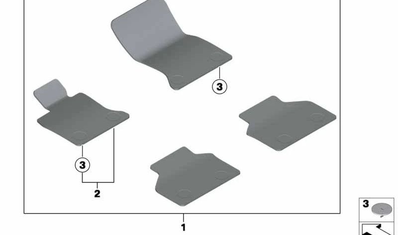 Alfombrilla de velours lado conductor OEM 51477230455 para BMW F07 y F07N. Color antracita. Original BMW.