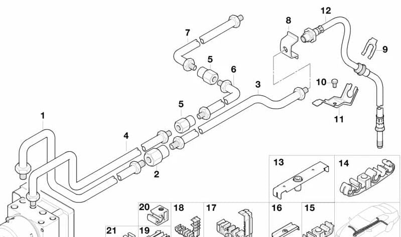 Mangueira de freio OEM 34326754950 para BMW E46. BMW original.