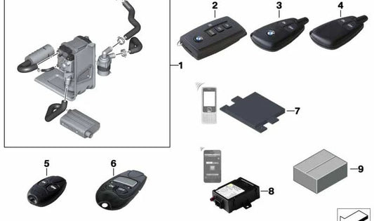 Mando a distancia Telestart OEM 64129196785 para BMW E90, E91, E92, E93, E60, E61, E70, E71, E72. Original BMW.