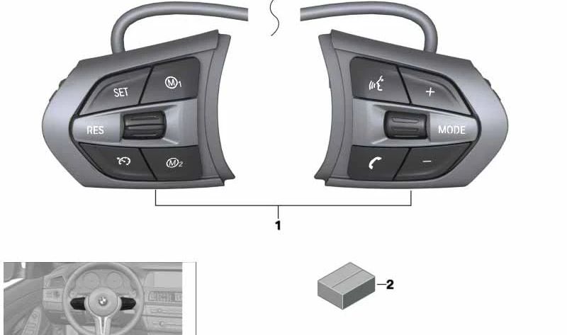 Interruptor para volante multifunción M-Sport OEM 61317849410 para BMW F87, F80, F82, F83, F10, F06, F12, F13, F85, F86. Original BMW.
