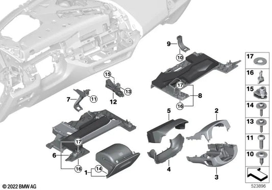 Revestimiento zona reposapiés airbag acompañante OEM 51459399371 para BMW X5 G05, X6 G06, X7 G07, XM G09... y más. Original BMW.