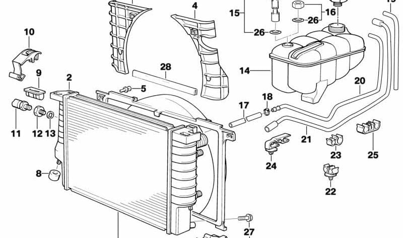 Soporte del depósito de expansión OEM 17111719190 para BMW E30, E36, E39, E38, Z3. Original BMW.
