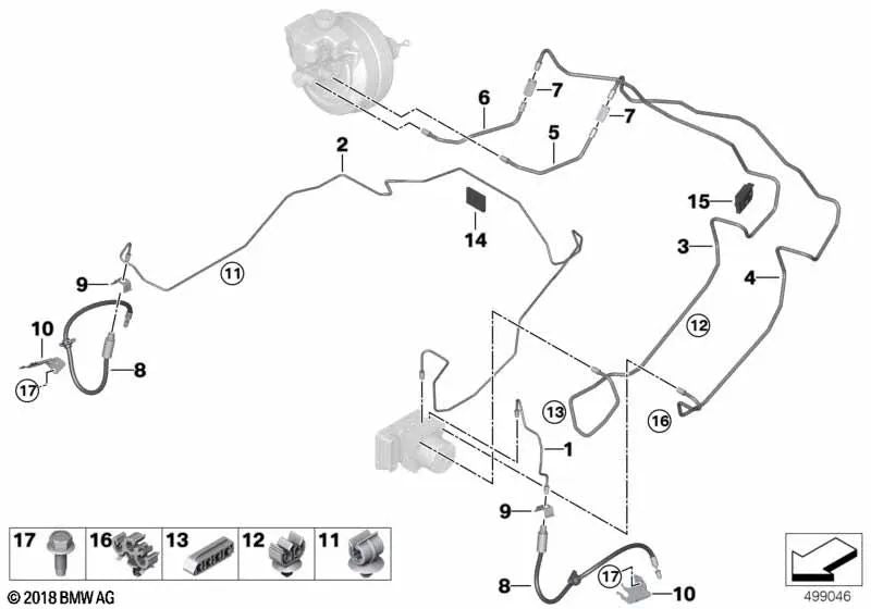 Boquilla de freno delantera OEM 34306891452 para BMW Serie 2 G42, Serie 3 G20, G21, Serie 4 G22, G23, Z4 G29... y más. Original BMW.