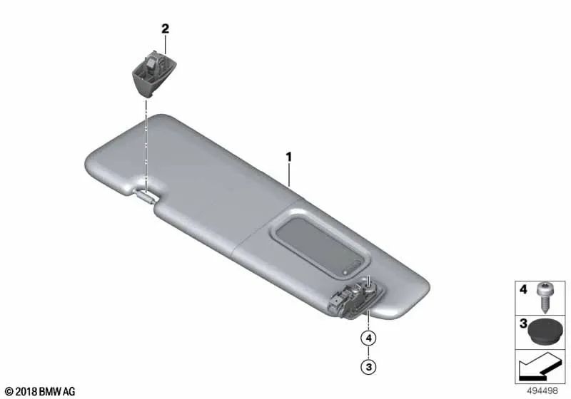 Parasol derecho OEM 51167481764 para BMW Serie 8 G14, F91 M8 Convertible. Original BMW.
