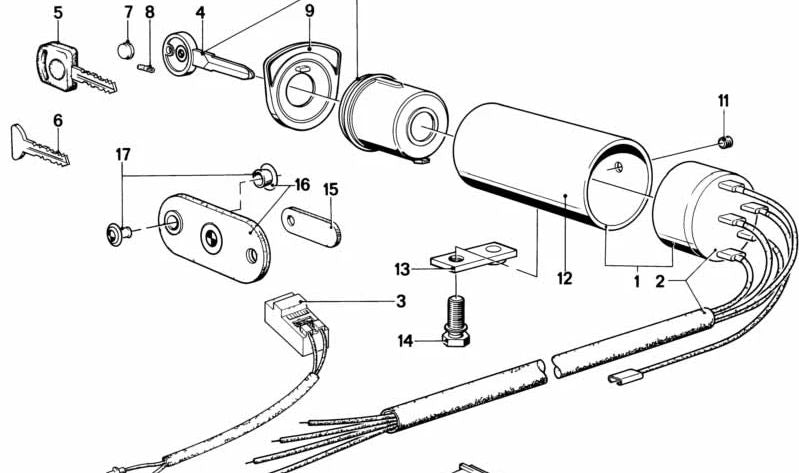 Interruptor de ignição OEM 61321355701 para BMW E12, E24. BMW original.