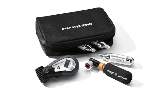 Juego de viaje para presión de inflado de neumáticos OEM 77022414852 para todas las motos BMW. Original BMW Motorrad.