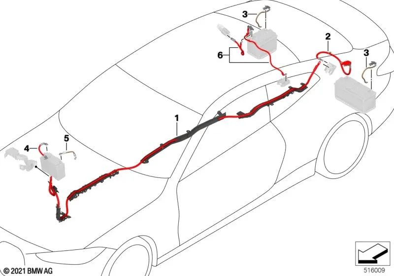 Cabo positivo de bateria subterrânea OEM 61129107463 para BMW G20, G21, 320e, 330e... e muito mais. BMW genuíno.