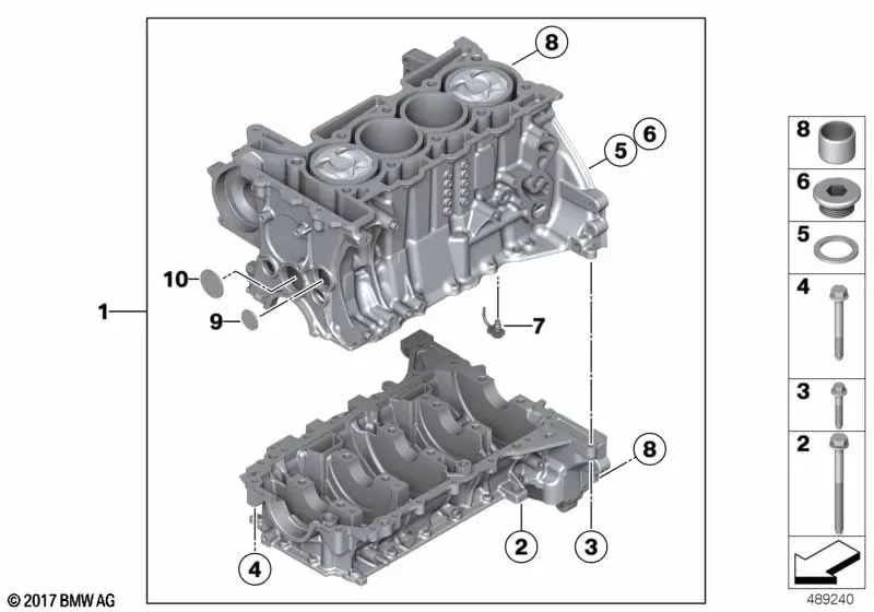 Cylinder housing with pistons for BMW F20, F21, F30, F31, F35 (OEM 11112213109). Original BMW