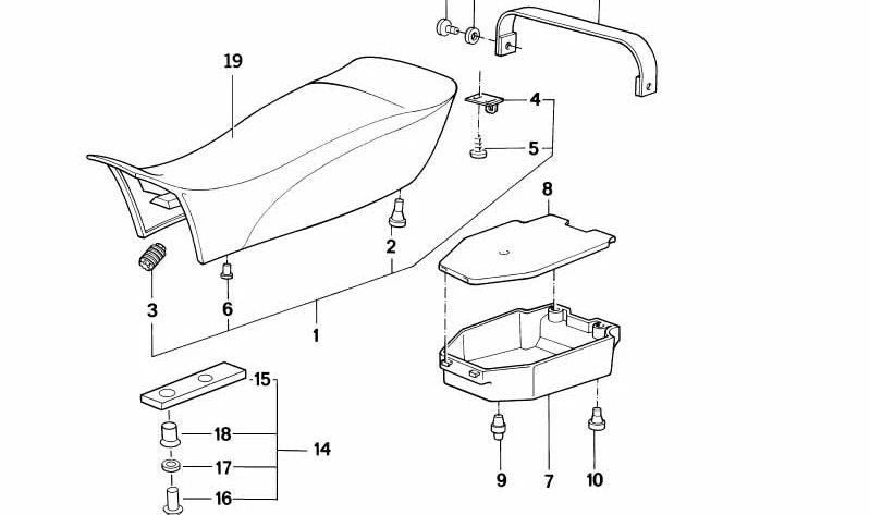 Tapa de caja de herramientas OEM 51161452427 para BMW Motorrad R247 {R 100 GS, R 100 GS PD, R 100 R, R 100 RS, R 100 RT, R 65 TIC, R 80, R 80 GS}. Original BMW.