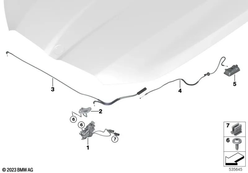 Parte superior de la cerradura del capó OEM 51237473707 para BMW 2' G42, 3' G20, 4' G22, 5' G60, 7' G11, 8' G14... y más. Original BMW.