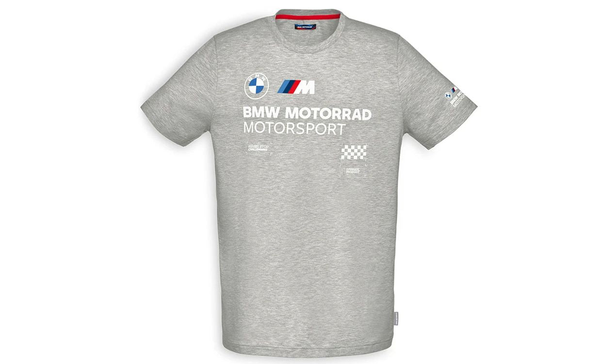 Camiseta M Motorsport OEM 76615A812B1 para BMW Motorrad {R1200GS, R1250GS, F750GS, F850GS, S1000RR, K1600GT, G310R, G310GS, RnineT, F900R, F900XR, S1000XR, R18}. Ropa original BMW Motorrad.