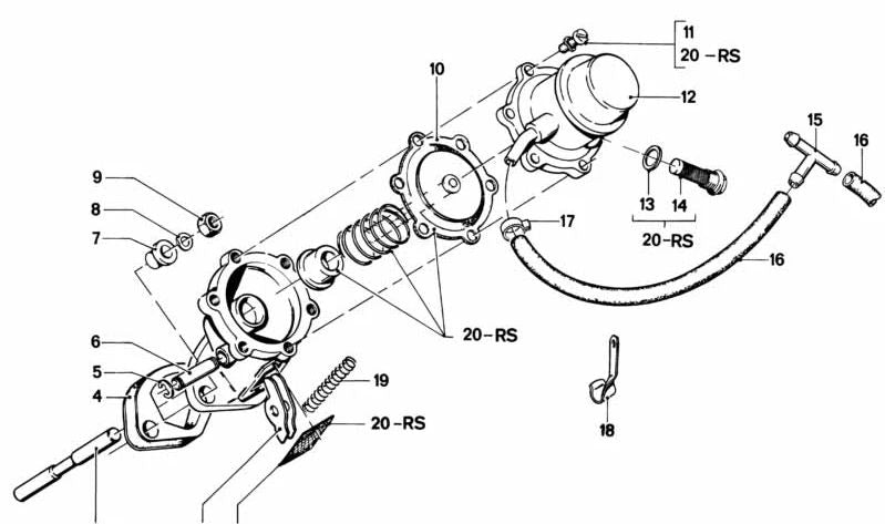 Conector de combustible OEM 13311251059 para BMW E12, E24. Pieza original BMW, parte del sistema de inyección L-Jetronic.