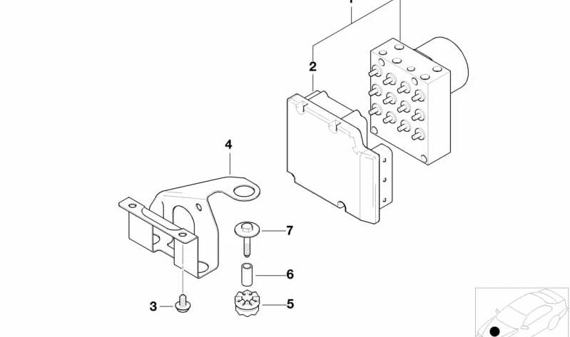 ABS -Modulunterstützung OEM 34501165662 für BMW Z3 {E36 Z3 1,9, 2,0, 2,3, 2,5, 2,8} kompatibel von 1998 bis 2002. Originalstück BMW.