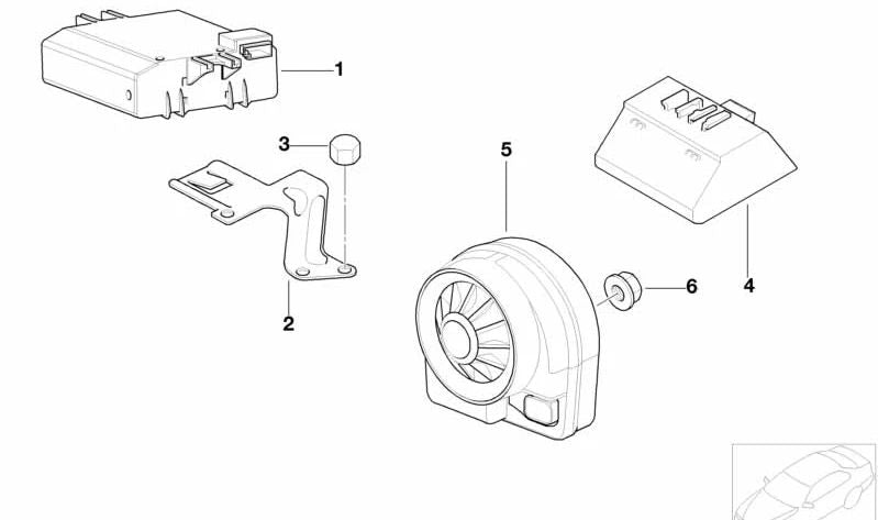 Sensor de inclinación OEM 65756923209 para BMW E46, E53 y E52. Componente del sistema de alarma antirrobo con sensor de movimiento interior. Original BMW.