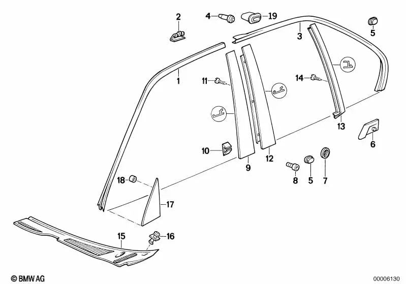 Gauche Appliquer pour BMW E34 Series 5 (OEM 51131944123). BMW d'origine