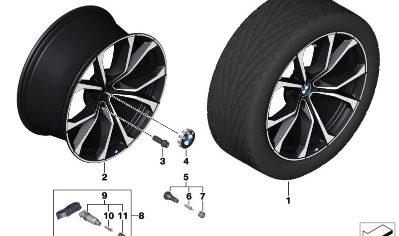 Llantas de aleación negras mate 19" (9Jx19 ET32) OEM 36115A1F914 para BMW Z4 G29 {sDrive20i, Z4 M40i} (2018-2026). Original BMW.