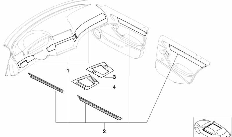 Vassoio di legno inferiore 51168200810 per BMW E46 (316i AL, AN, AX, AY, ER) Diversi motori e trasmissioni. BMW originale.